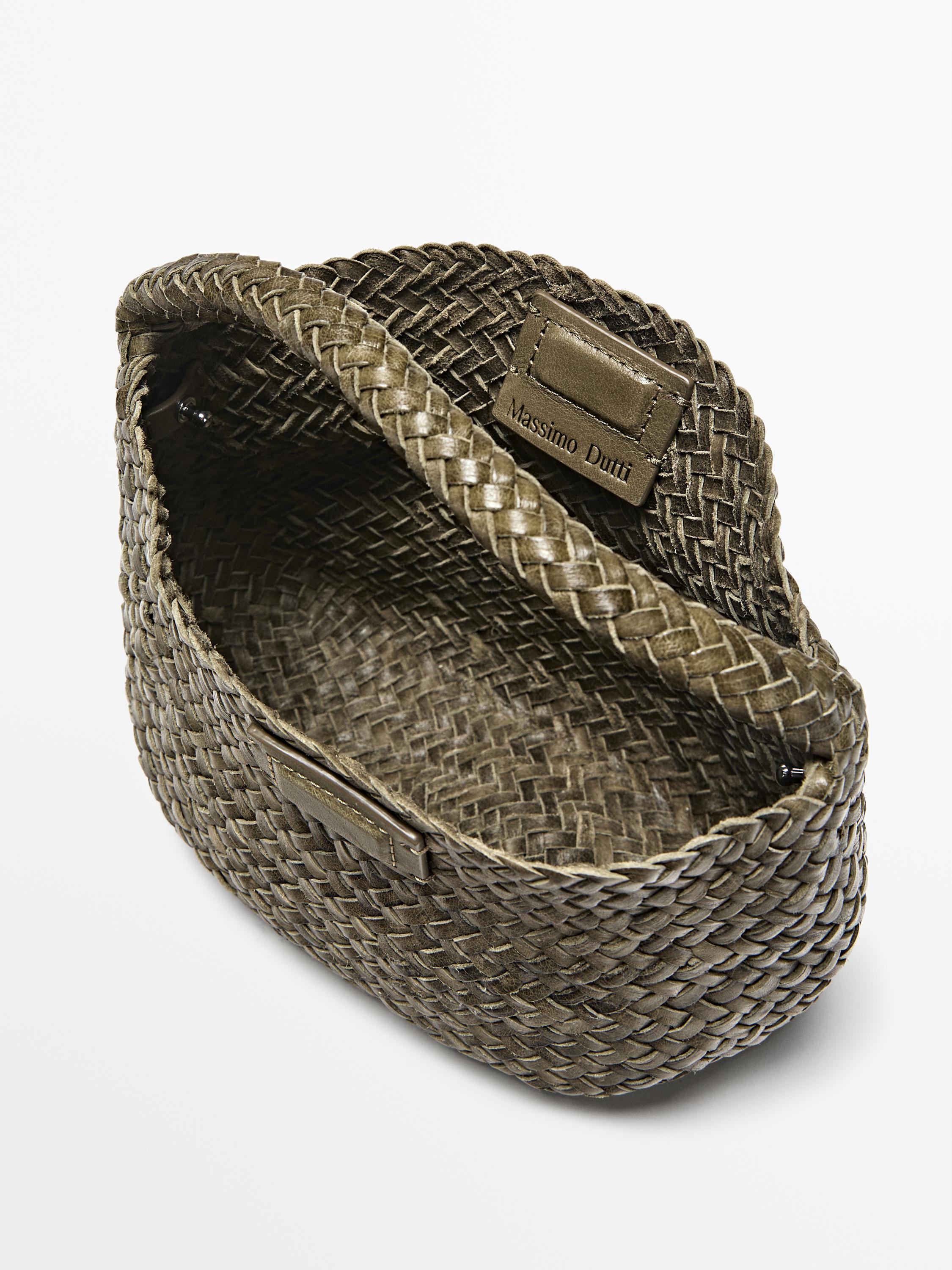 Mini sac tressé cuir nappa